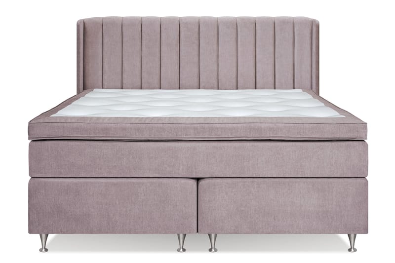 Joluma Komplet Sengepakke – Kontinentalseng 180x200 cm i Stof med Sengegavl + Overmadras med Fast/Medium Komfort - Vintagerosa - Møbler - Senge - Kontinentalsenge