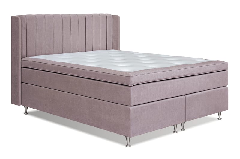 Joluma Komplet Sengepakke – Kontinentalseng 180x200 cm i Stof med Sengegavl + Overmadras med Fast/Medium Komfort - Vintagerosa - Møbler - Senge - Kontinentalsenge