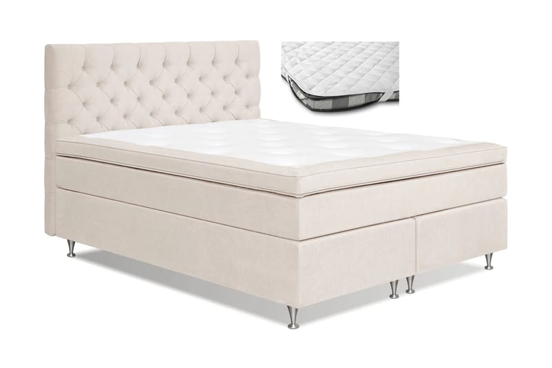 Joluma Komplet Sengesæt Fast 160x200 cm + Madrasbeskytter - Beige / Lys - Møbler - Senge - Komplet sengepakke