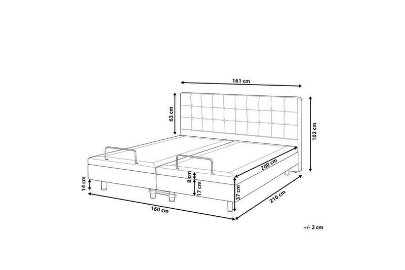Justerbar seng Duke - Beige, sort, 160x200 cm - Møbler - Senge - Sengeramme & sengestel
