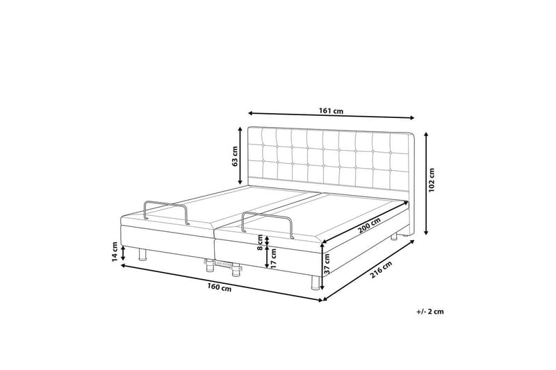 Justerbar seng Duke - Beige, sort, 160x200 cm - Møbler - Senge - Sengeramme & sengestel