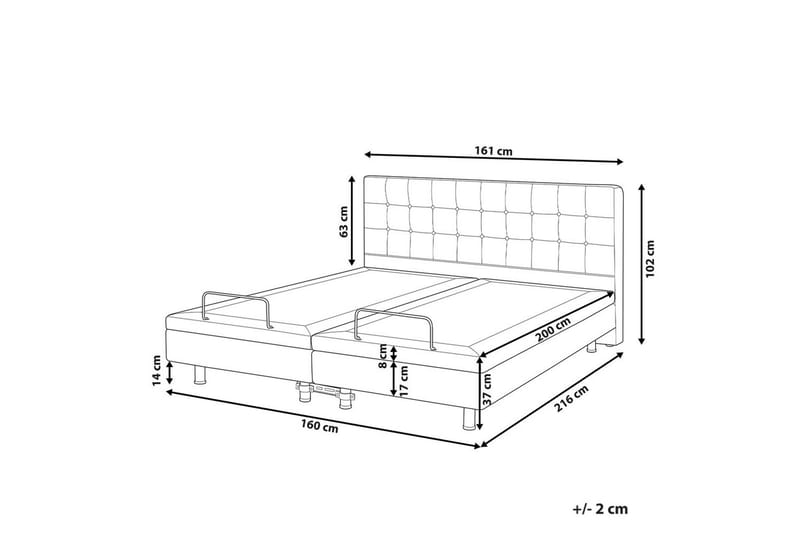 Justerbar seng Duke - Grå, sort, 160x200 cm - Møbler - Senge - Komplet sengepakke