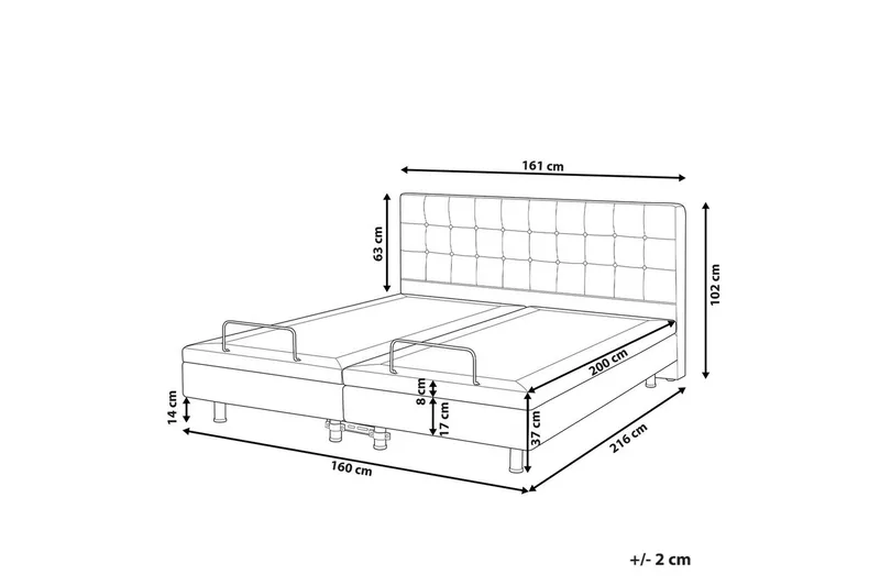 Justerbar seng Duke - Grå, sort, 160x200 cm - Møbler - Senge - Komplet sengepakke