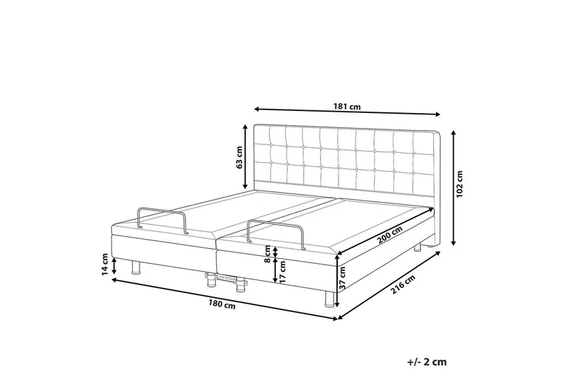 Justerbar seng Duke - Grå, sort, 180x200 cm - Møbler - Senge - Enkeltsenge