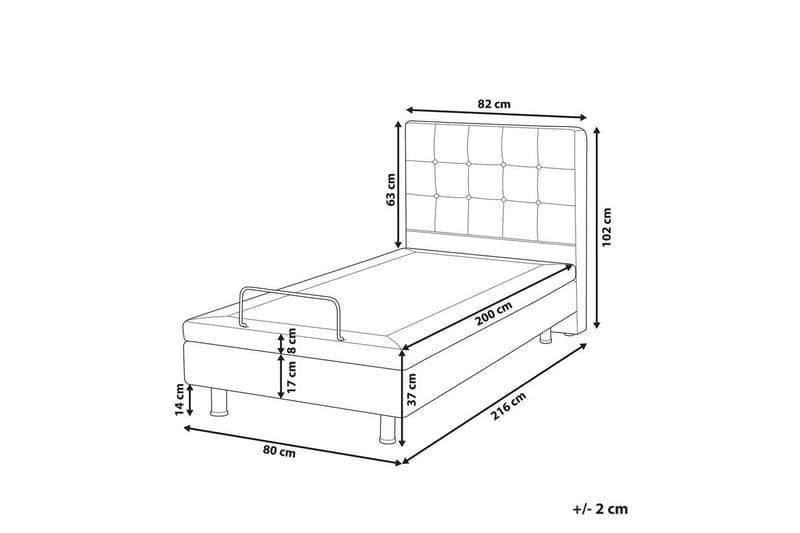 Justerbar seng Duke - Grå, sort, 80x200 cm - Møbler - Senge - Enkeltsenge