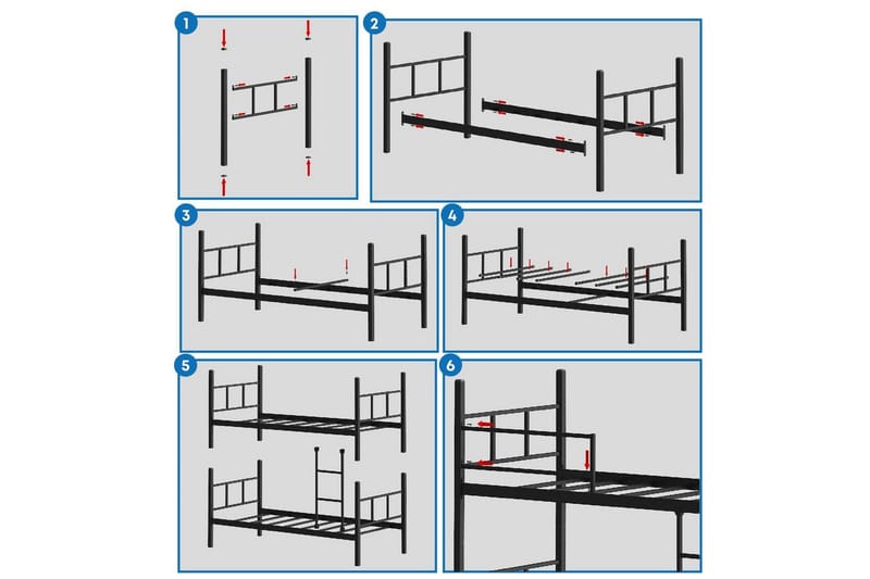 Køjeseng Defneia Sort - Sort - Møbler - Senge - Sengeramme & sengestel