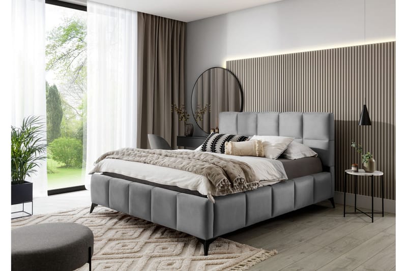 Kamble Sengeramme med Opbevaring 140x200 cm - Grå - Møbler - Senge - Sengeramme & sengestel
