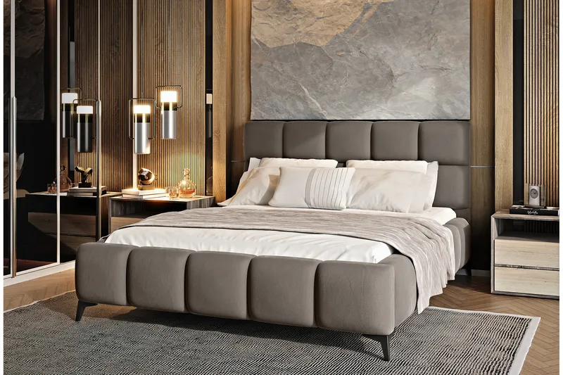 Kamble Sengeramme med Opbevaring 160x200 cm, Beige