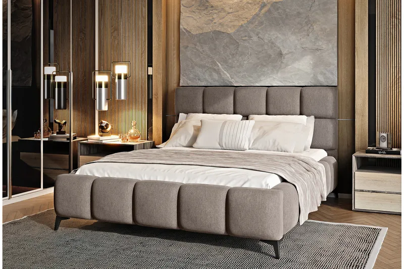 Kamble Sengeramme med Opbevaring 180x200 cm, Beige