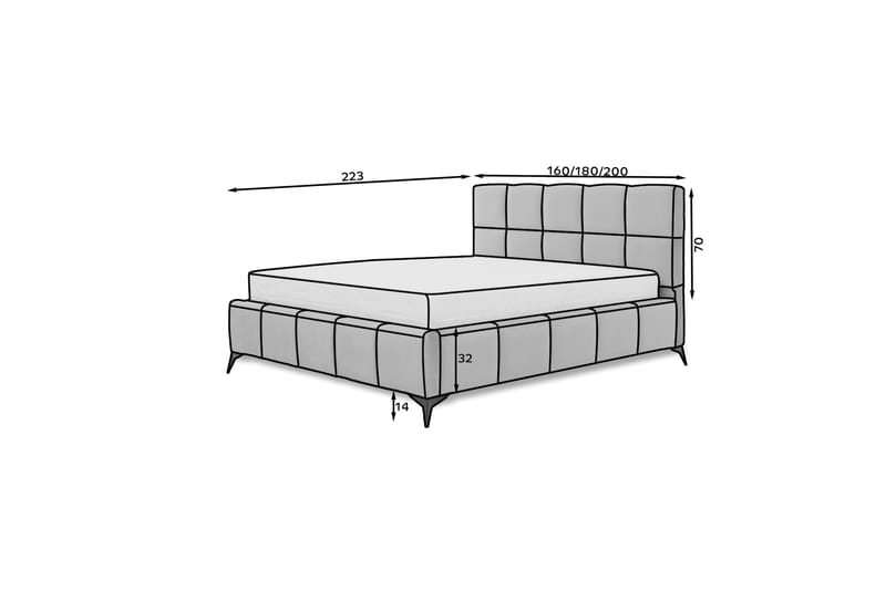 Kamble Sengeramme med Opbevaring 180x200 cm - Grå - Møbler - Senge - Sengeramme & sengestel