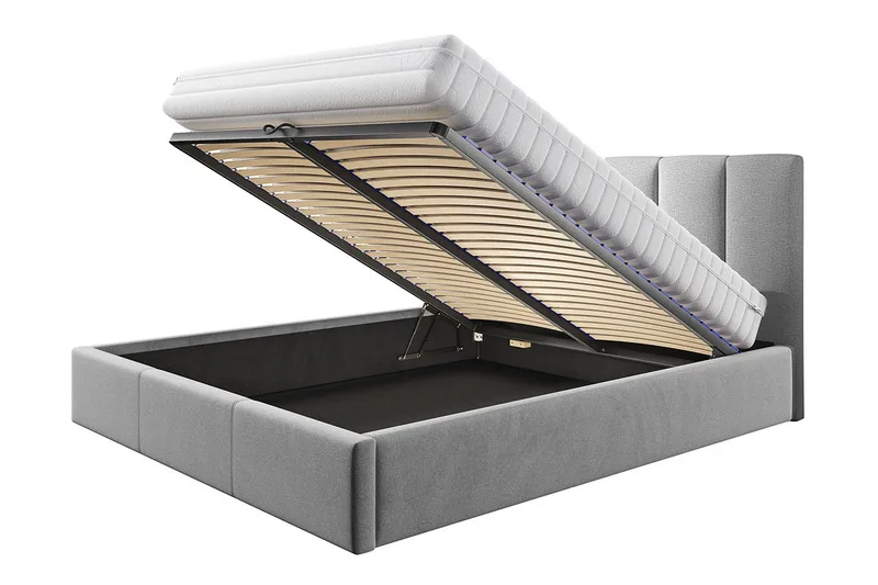 Karrouba Opbevaringsseng 140x200 cm - Mørkegrå - Møbler - Senge - Sengeramme & sengestel