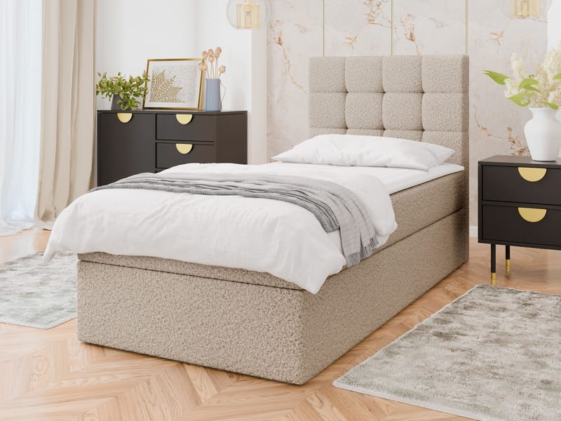 Kleiv kontinentalseng med opbevaring 100x200 cm - beige - Møbler - Senge - Enkeltsenge