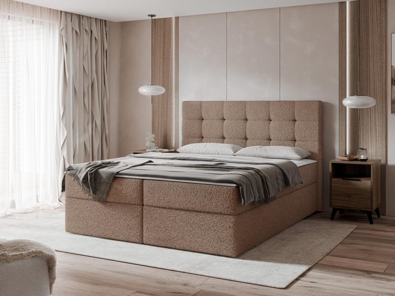 Kleiv kontinentalseng med opbevaring 140x200 cm - brun - Møbler - Senge - Enkeltsenge