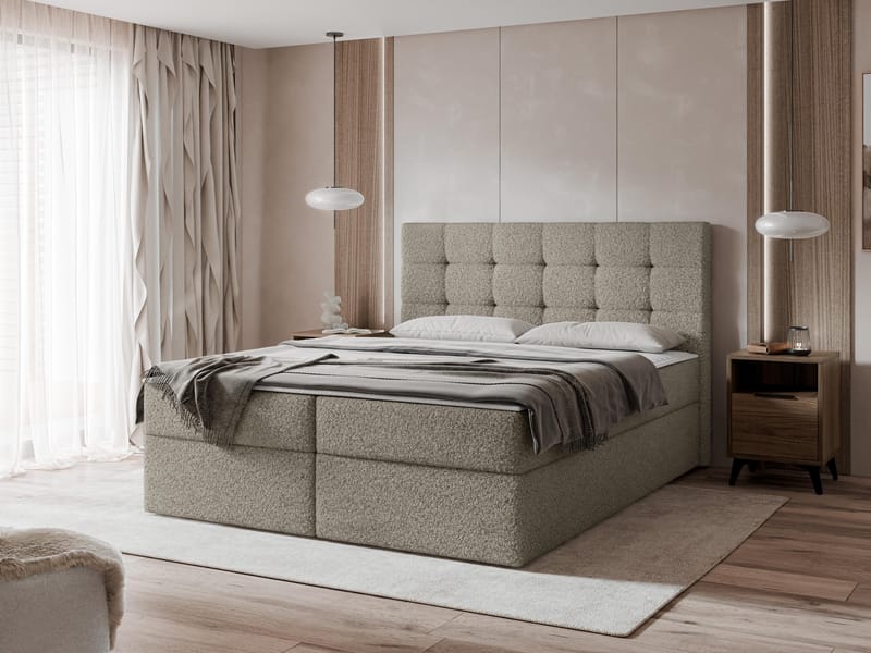 Kleiv kontinentalseng med opbevaring 140x200 cm - grå - Møbler - Senge - Enkeltsenge