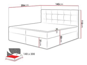 Kleiv kontinentalseng med opbevaring 140x200 cm - grå - Møbler - Senge - Kontinentalsenge