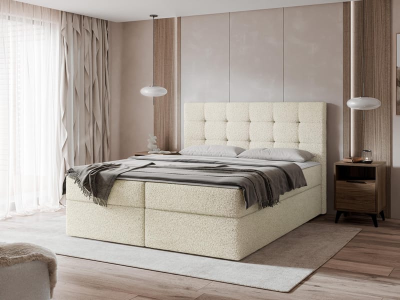 Kleiv kontinentalseng med opbevaring 160x200 cm - beige - Møbler - Senge - Enkeltsenge