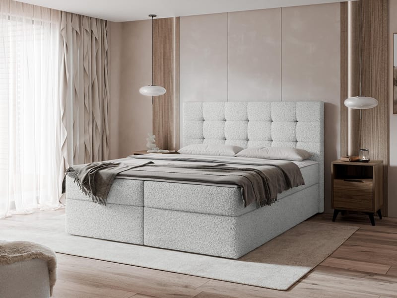 Kleiv kontinentalseng med opbevaring 160x200 cm - grå - Møbler - Senge - Enkeltsenge