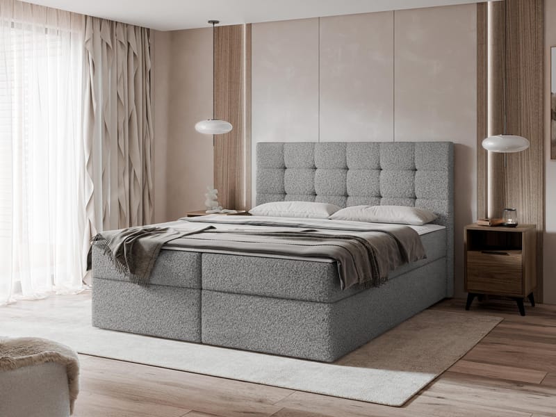 Kleiv kontinentalseng med opbevaring 160x200 cm - grå - Møbler - Senge - Kontinentalsenge