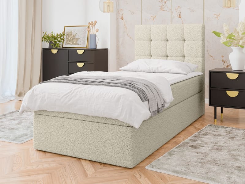 Kleiv kontinentalseng med opbevaring 90x200 cm - beige - Møbler - Senge - Enkeltsenge