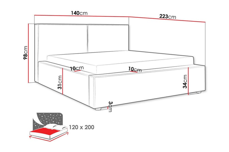 Knocklong Sengeramme 120x200 cm - Beige - Sengeramme & sengestel
