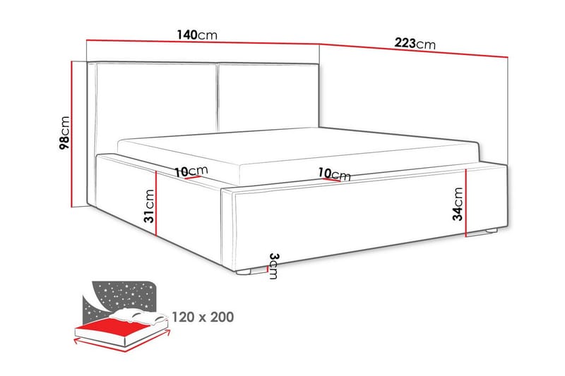 Knocklong Sengeramme 120x200 cm - Mørkegrå - Sengeramme & sengestel