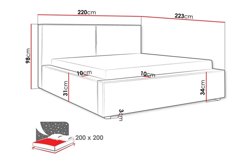 Knocklong Sengeramme 200x200 cm - Beige - Sengeramme & sengestel