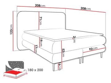 Komplet kontinentalseng AMARETTO Nazar 225.06 180x200 cm - mørkegrå - Møbler - Senge - Komplet sengepakke