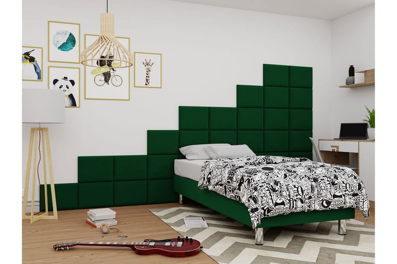 Adeliza Kontinentalseng 120x200 cm+Panel 40 cm - Grøn - Komplet sengepakke