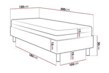 Adeliza Kontinentalseng 120x200 cm+Panel 30 cm - Grøn - Møbler - Senge - Sengeramme & sengestel