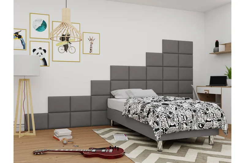 Adeliza Kontinentalseng 120x200 cm+Panel 40 cm - Grå - Møbler - Senge - Sengeramme & sengestel