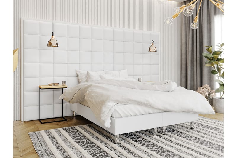 Adeliza Kontinentalseng 140x200 cm+Panel 30 cm - Hvid - Komplet sengepakke