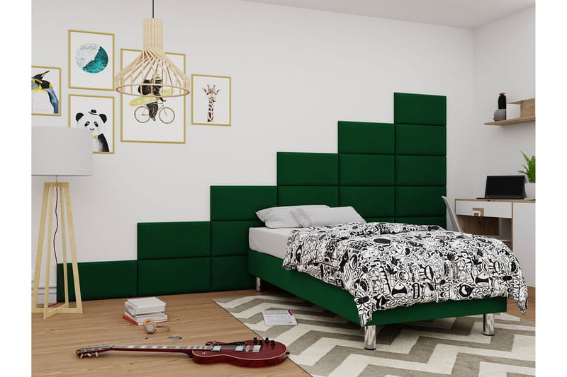 Adeliza Kontinentalseng 80x200 cm+Panel 60 cm - Grøn - Komplet sengepakke