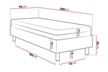 Adeliza Kontinentalseng 90x200 cm+Panel 40 cm - Grøn - Møbler - Senge - Sengeramme & sengestel