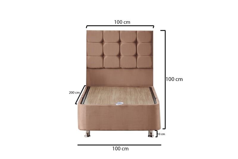 Adilen Kontinentalseng 100x200 cm - Lysebrun - Møbler - Senge - Komplet sengepakke