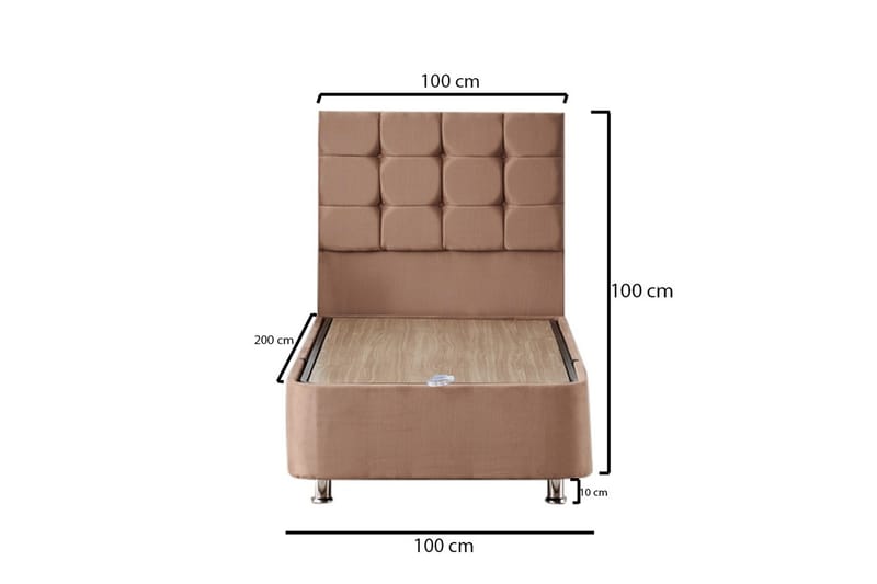 Adilen Kontinentalseng 100x200 cm - Lysebrun - Komplet sengepakke - Kontinentalsenge