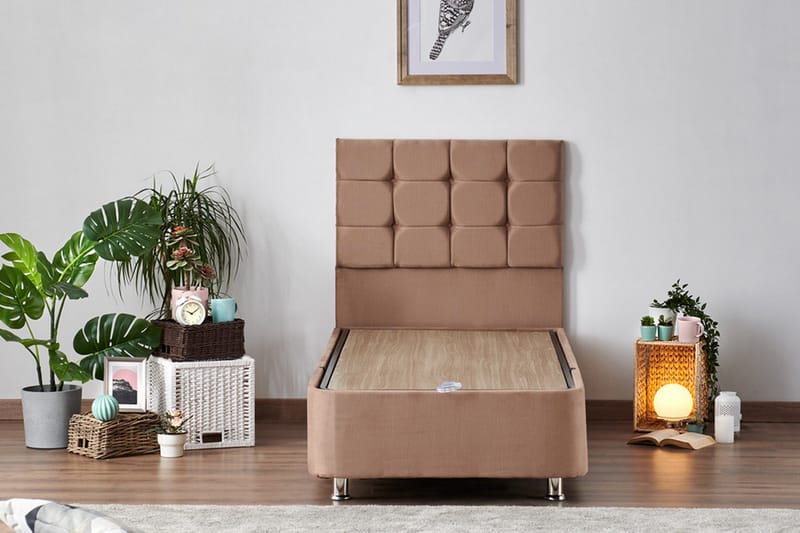 Adilen Kontinentalseng 100x200 cm - Lysebrun - Møbler - Senge - Komplet sengepakke