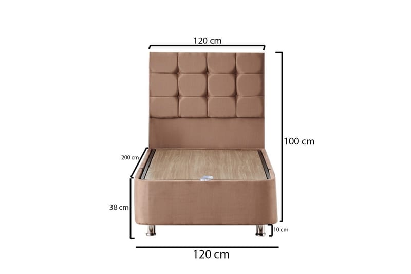 Adilen Kontinentalseng 120x200 cm - Lysebrun - Komplet sengepakke - Kontinentalsenge