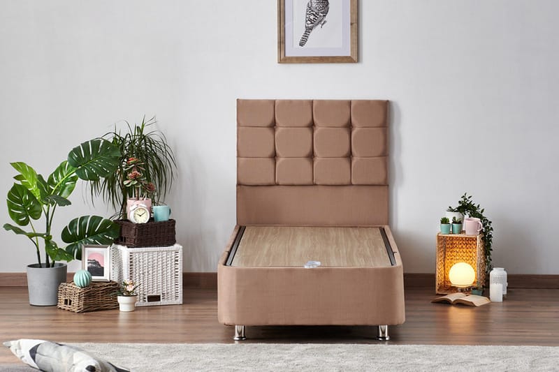 Adilen Kontinentalseng 120x200 cm - Lysebrun - Møbler - Senge - Enkeltsenge