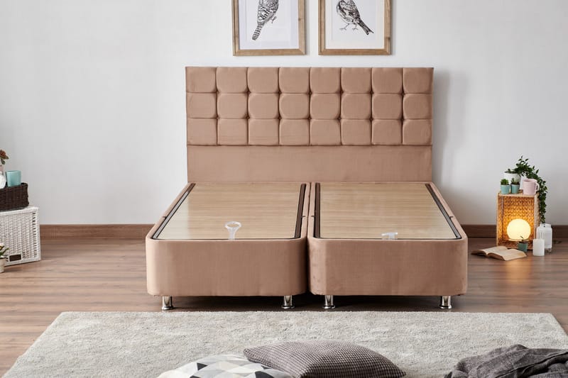 Adilen Kontinentalseng 150x200 cm - Lysebrun - Møbler - Senge - Komplet sengepakke
