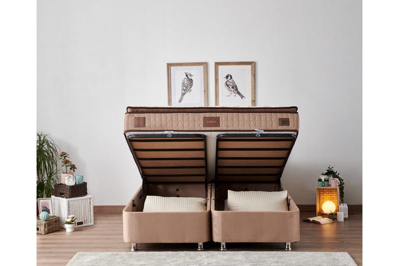 Adilen Kontinentalseng 180x200 cm - Lysebrun - Møbler - Senge - Enkeltsenge