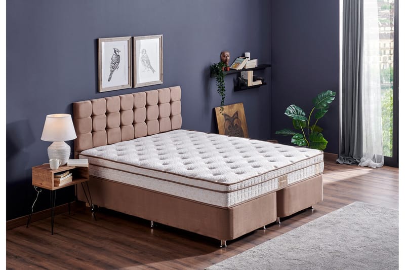 Adilen Kontinentalseng 80x180 cm - Lysebrun - Møbler - Senge - Komplet sengepakke