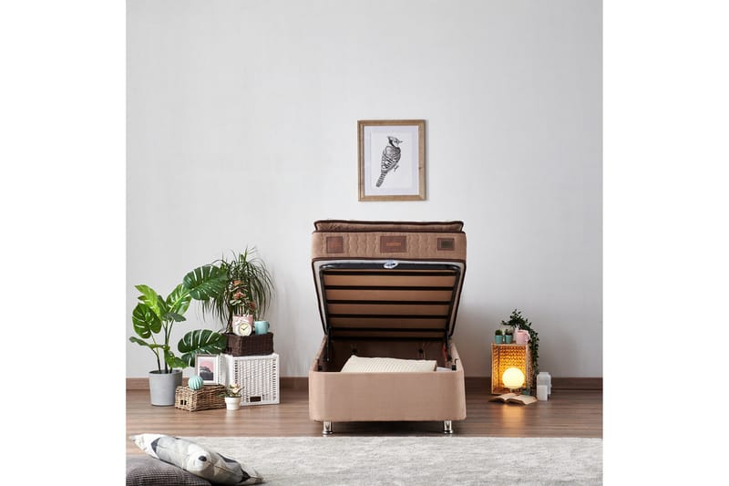 Adilen Kontinentalseng 90x190 cm - Lysebrun - Møbler - Senge - Enkeltsenge