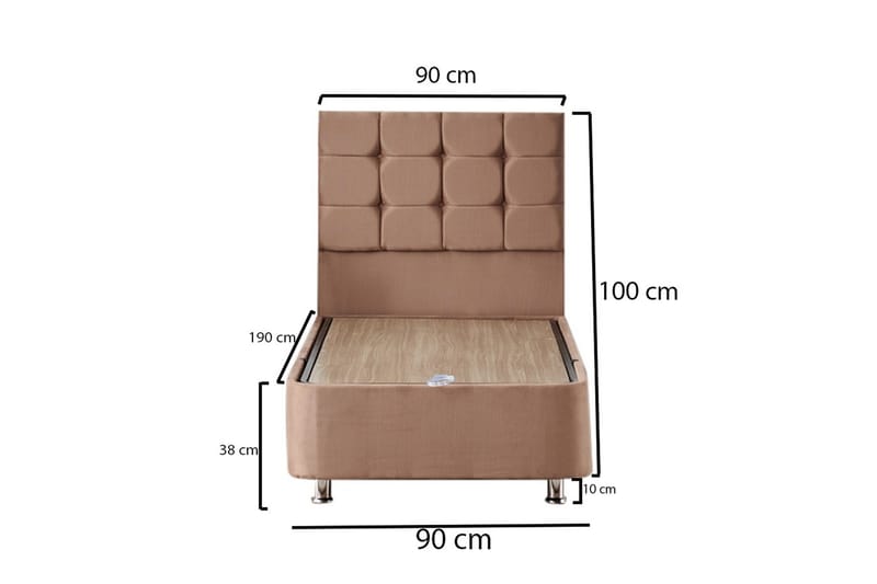 Adilen Kontinentalseng 90x190 cm - Lysebrun - Møbler - Senge - Komplet sengepakke