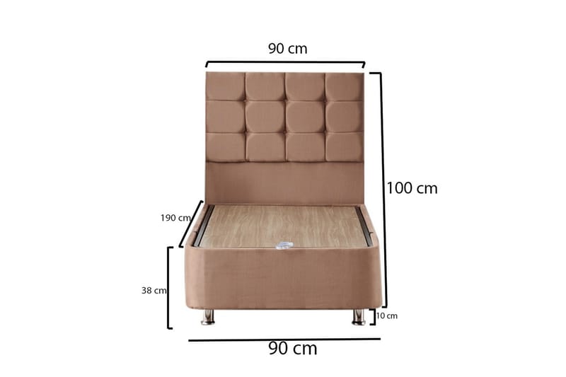 Adilen Kontinentalseng 90x190 cm - Lysebrun - Komplet sengepakke - Kontinentalsenge