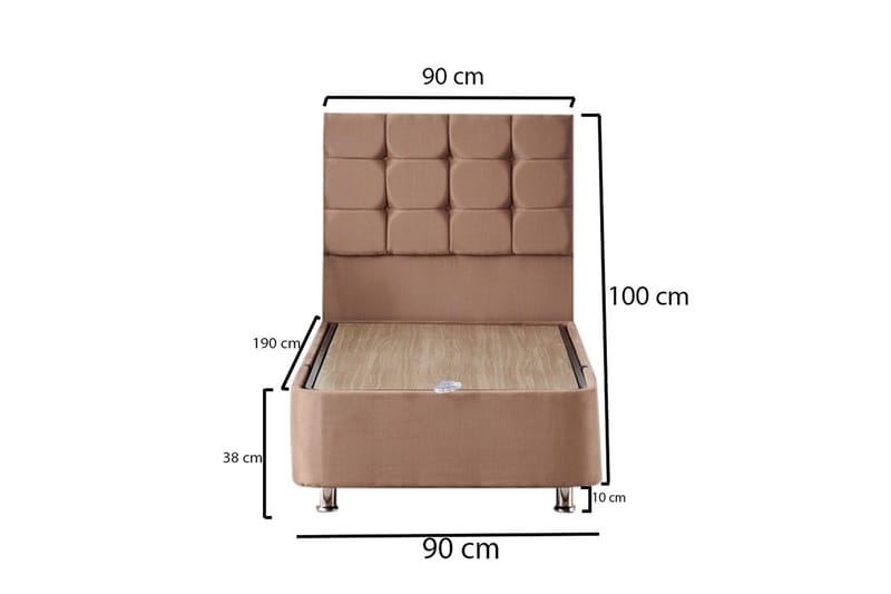Adilen Kontinentalseng 90x190 cm - Lysebrun - Møbler - Senge - Enkeltsenge