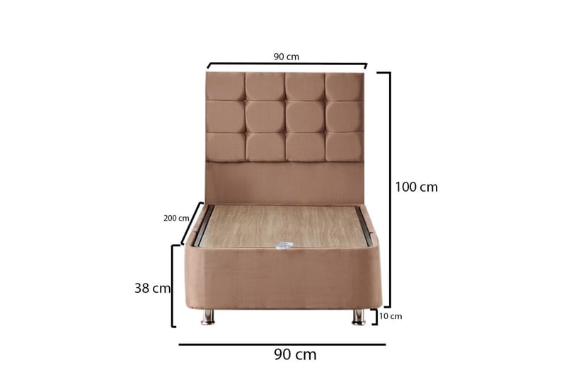 Adilen Kontinentalseng 90x200 cm - Lysebrun - Møbler - Senge - Komplet sengepakke