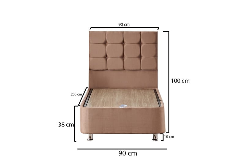 Adilen Kontinentalseng 90x200 cm - Lysebrun - Komplet sengepakke - Kontinentalsenge