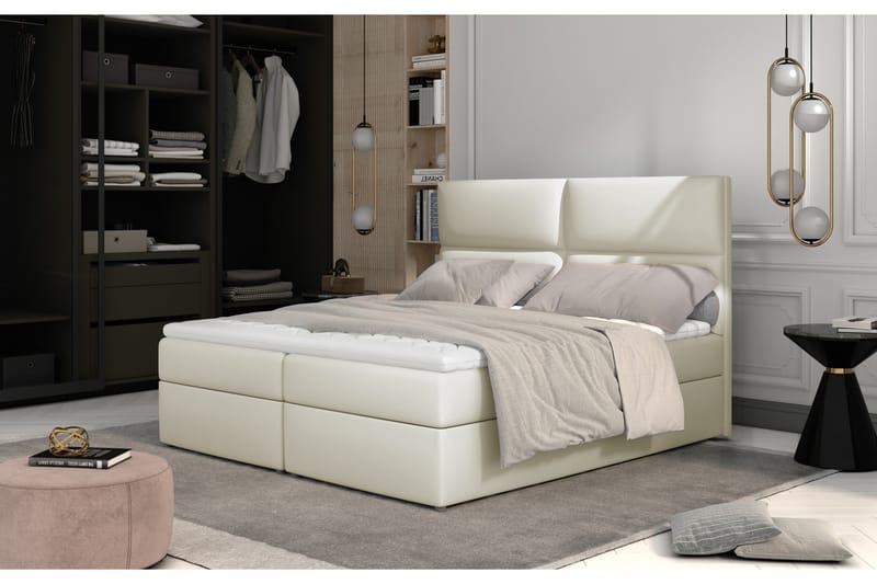 Amberan Sengepakke 140x200 cm - Læder/Beige - Møbler - Senge - Komplet sengepakke