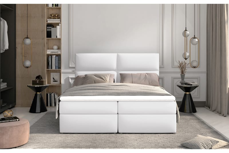 Amberan Sengepakke 140x200 cm - Læder/Hvid - Komplet sengepakke