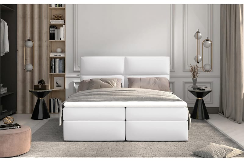 Amberan Sengepakke 160x200 cm - Læder/Hvid - Komplet sengepakke